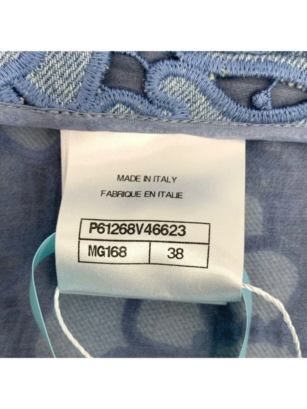 Chanel Blue Camellia Lace Embroidered Cotton Jacket